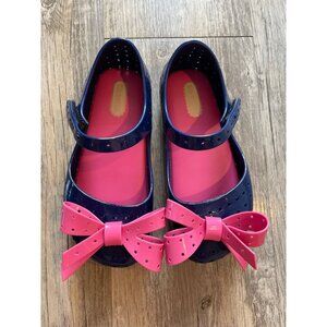 Girls Navy & Pink Mini Melissa Bow Shoes Size 10